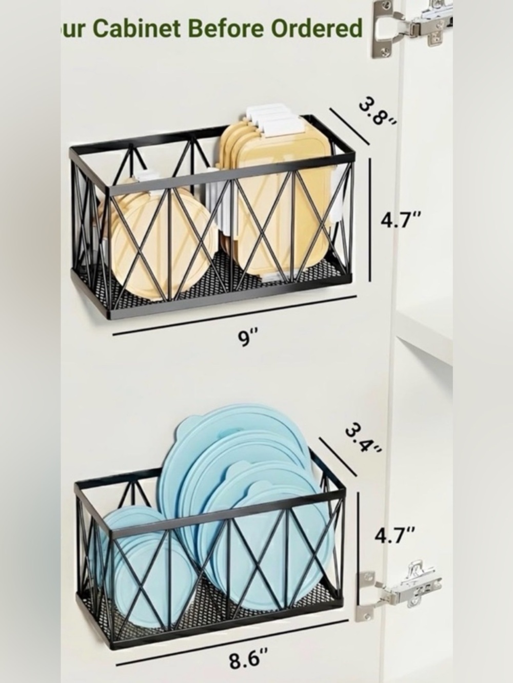 Black Metal Wall Mount Storage Basket - Home Accents NWT